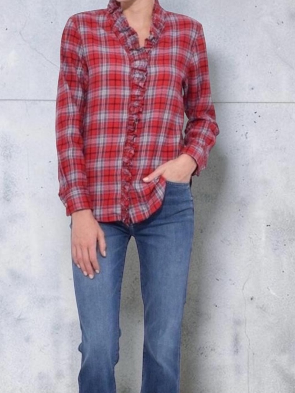 ISABEL MARANT ETOILE DAWENDY RUFFLE PLAID SHIRT SIZE EU 36